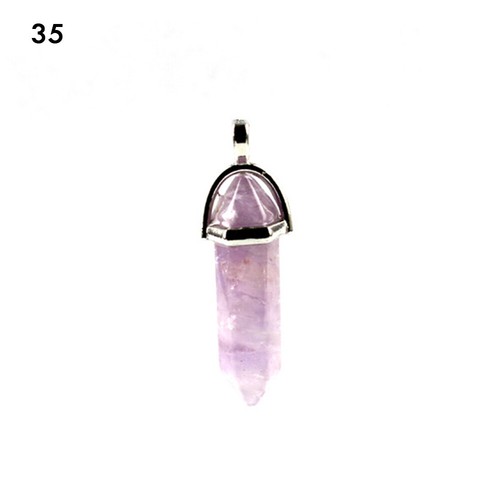 Natural Gemstones Stone Hexagonal Pointed Chakra Healing Pendant Necklaces * - Foto 43 di 44