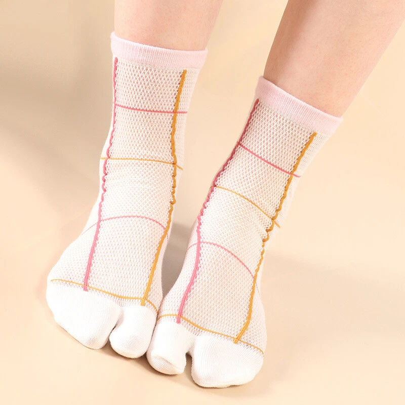 4 pares de calcetines de malla para mujer Tabi divididos de dos punteras kimono japonés Geta calcetines verano Foto 4 de 4