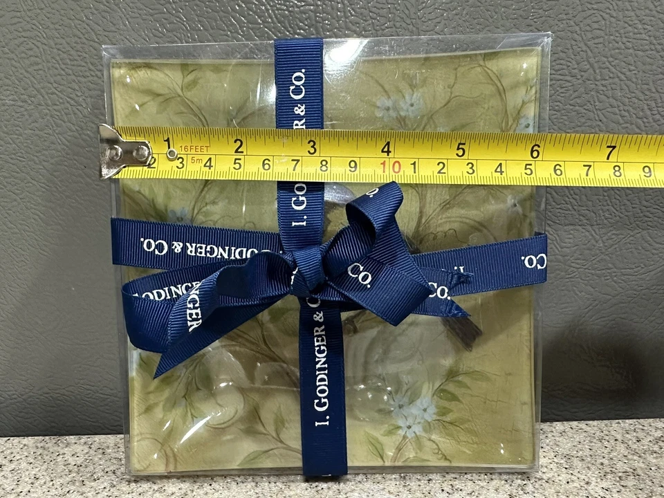 ¡Nuevo! "Plato de vidrio cuadrado decorativo de 6"" Godinger & Co., pájaro azul" Foto 3 de 4