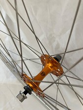 Handbuilt front bicycle wheels for fixed, singlespeed, and track bikes