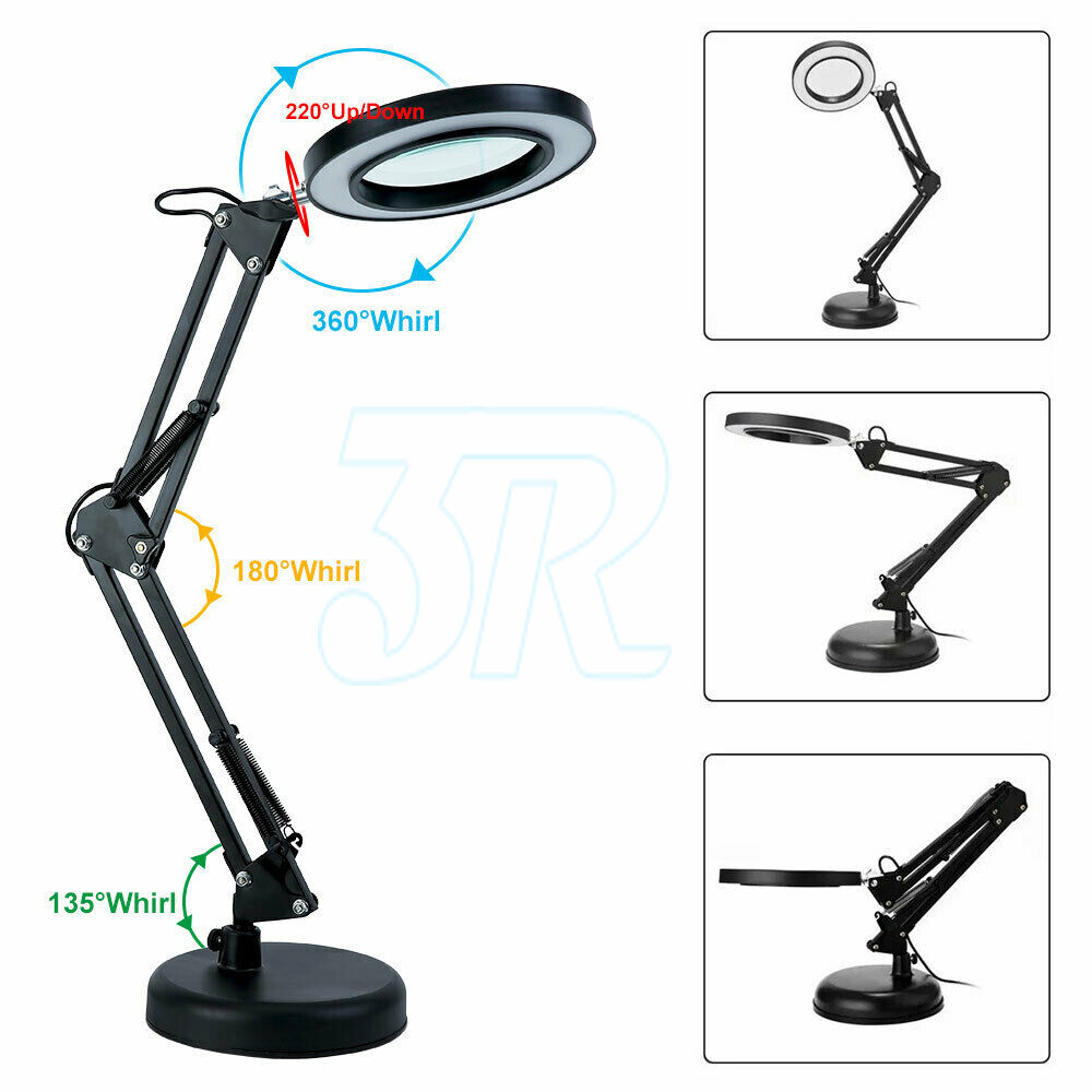 Magnifier LED Lamp 5X Magnifying Glass Desk Table Light With Clamp