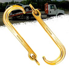 Pair Of 15 J Hooks For Towing - G70 Steel With Chain Links 5400 Lb Capacity Pair Of 15 J Hooks For Towing - G70 Steel With Chain Links 5400 Lb Capacity