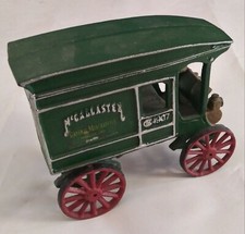 VINTAGE 1907 CAST IRON MCCALLASTER DELIVERY TRUCK green 7"