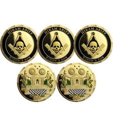 5XMasonic Entered Apprentice Ritual Collectible Hiram Widow's Son Challenge Coin