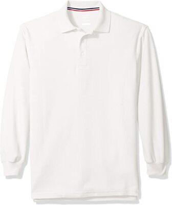 Men's Pique Polo SA9085 Red, Lt Blue & White Long Sleeve French Toast S to 3XL
