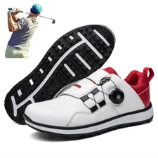Men's Golf Shoes Waterproof Walking Shoes Anti Slip Golfing Spike Sneakers 