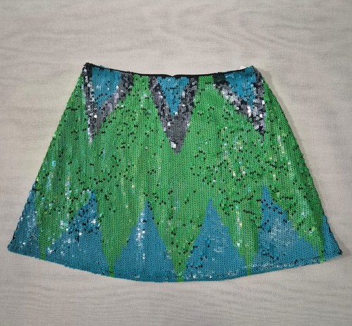 French Connection Sequin Green Mineral/Multicolour Mini Skirt Size 8 RPP £95.00 - Picture 1 of 10
