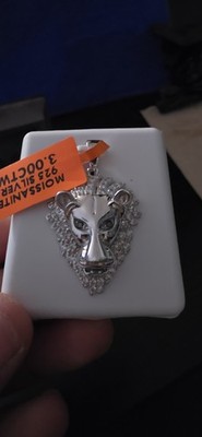 Moissanite Lion Head Pendant 925 Silver 3.00CTW