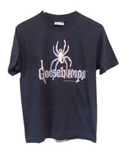 Vintage 1995 Youth Goosebumps T-shirt RL Stine Spider Spooky Black Used As-Is