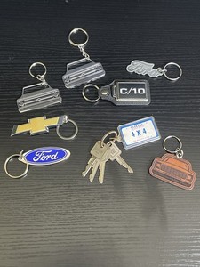 Vintage Chevrolet Ford Keychain Lot C10 Bowtie Truck GM Keys Ohio Plate
