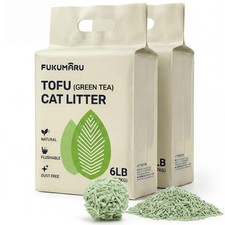 FUKUMARU Tofu Cat Litter 12LB   Clumping 12lbs, 6lb x 2 Bags, GreenTea Scent