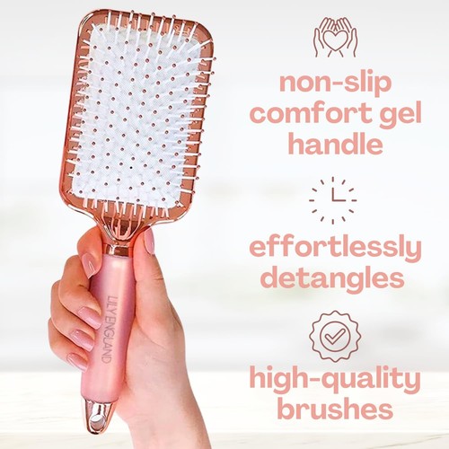 Lily England Rose Gold Paddle Hair Brush Detangling Blow Dry for All Hair Types - Picture 8 of 8
