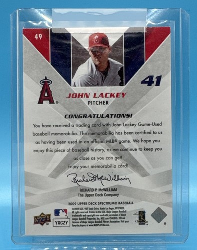 2009 Upper Deck Spectrum Gold Jersey 27/99 John Lackey #49 - Picture 2 of 6