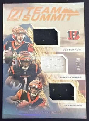 2021 Panini Zenith Ja'Marr Chase Joe Burrow Tee Higgins #TS-CB Team Summit /50