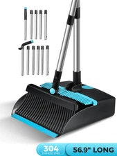 Broom and Dust Pan Combo,Steel Broom and Dustpan Set for Home,Dust Pan with 56.9