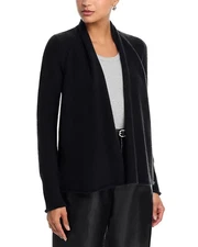 Aqua Cashmere Drape Front Cardigan - Black - XL