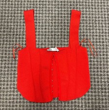 ZARA Red Hook and Eye Corset Tank Top Size M
