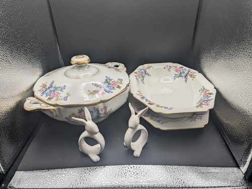 Serving Set Of 3 Heinrich Selb "Blossom" Oval Platter/Bowl/Covered Dish EUC - Picture 22 of 22