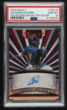 2023 Panini Select Tri-Color Prizm 6/49 Jackson Chourio PSA 10 GEM MT Auto 4f5