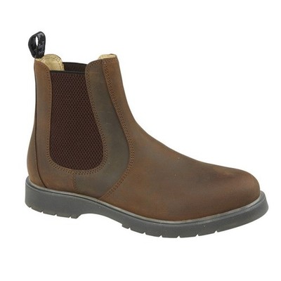 Grafters Brown Crazyhorse Waxy Leather, Gusset Chelsea Boot W186WB