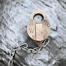 Wilson Bohannan Rich-Con RR Padlock Brass Heart Lock Marion OH USA 115 Chain🔒