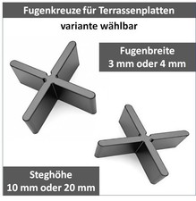 Fugenkreuze 3/4 mm f&uuml;r Terrassenplatten Bodenplatten Fliesenkreuze Stegh&ouml;he 20mm