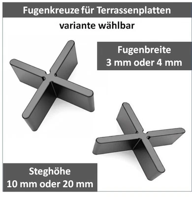 Fugenkreuze 3/4 mm für Terrassenplatten Bodenplatten Fliesenkreuze Steghöhe 20mm - Bild 1 von 4