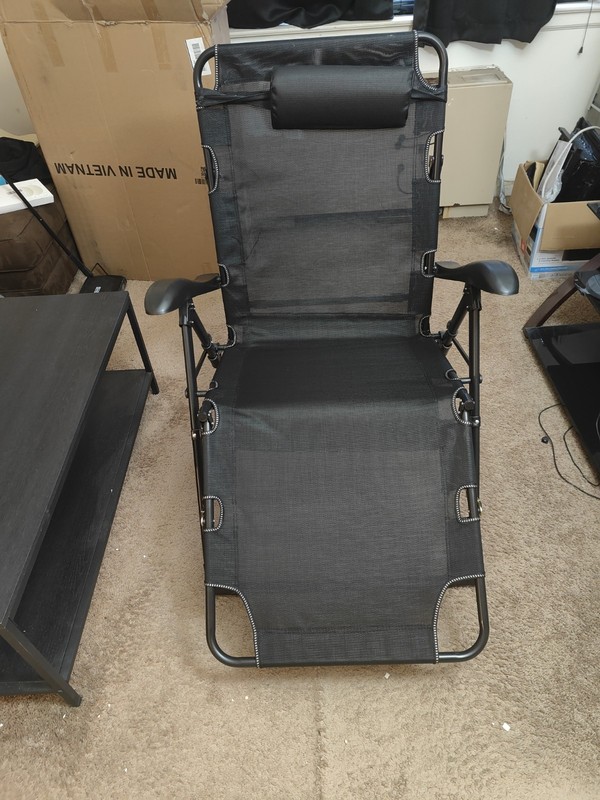 Zero Gravity Chair Foldable Black Patio Chair Chaise Breathable Mesh Camping Cot
