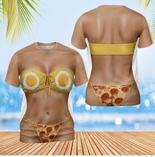 Funny Food Bikini T-Shirt, Pizza Bikini Shirt V405