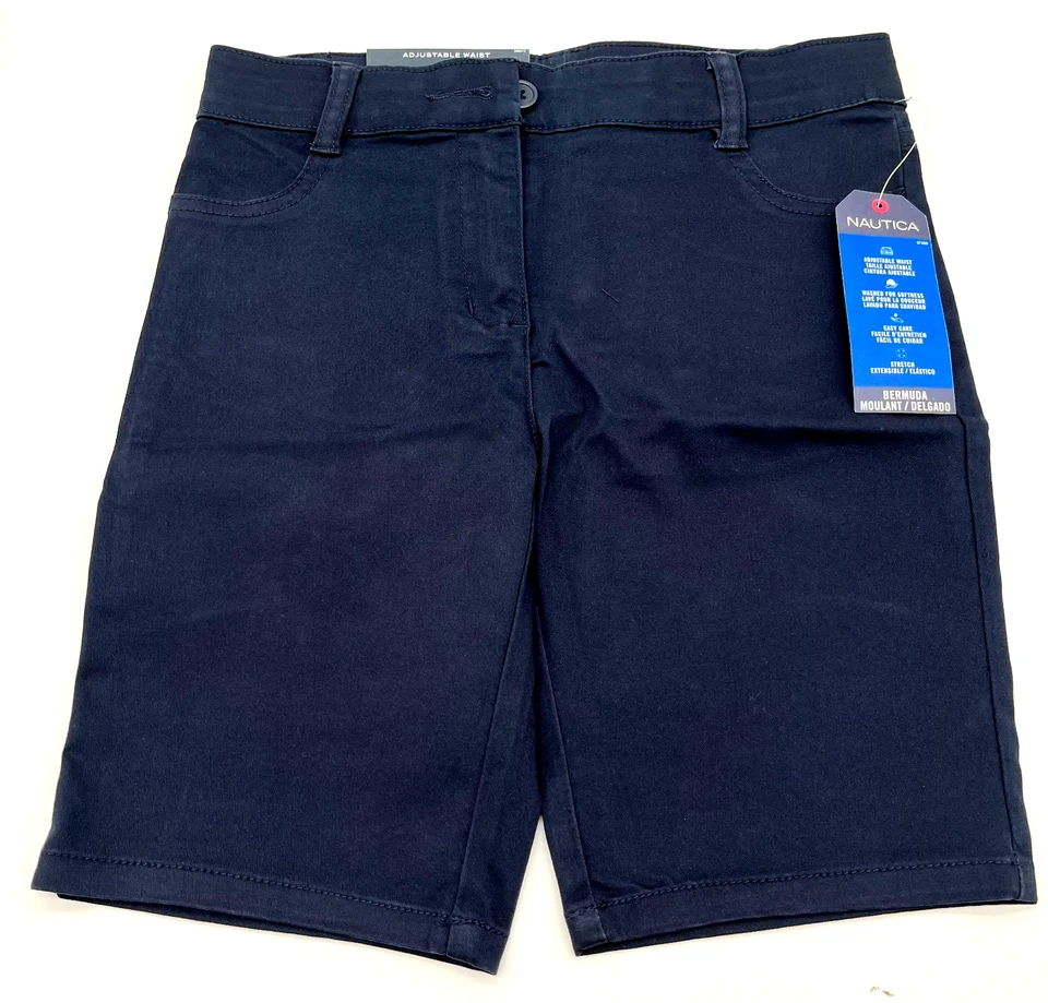 Nautical Big Girls Uniform 5 Pocket Stretch Sateen Skinny Bermuda Shorts 7 Reg - Image 3 of 4