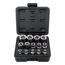 14 Pcs E Torx Socket Set Female External Star Sockets E4-E24 w Case