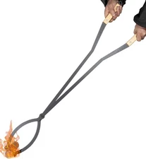 40"Fireplace Tongs Log Grabber Made Of Premium Heavy Duty Alloy Steel. With Wood