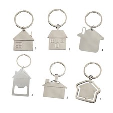 6 Pcs/Set House Keychains Metal Kerings Small House Shaped Pendant Key Chain