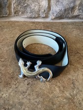 Vintage Chico's Belt Lizard Adjustable 30"-43" Black Leather