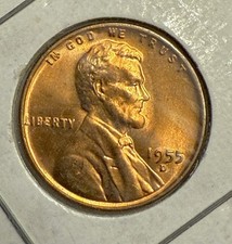 1955 D Lincoln Wheat - BIE Die Break - UNC BU Great Detail