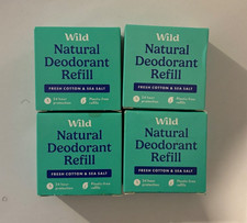 4 Wild Natural 24h Deodorant Refills - Fresh Cotton and Sea Salt / NEW