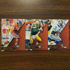 3 Barry Sanders Brett Favre Terrell Davis 1996 Select FLUID & FLEET NFL Cards