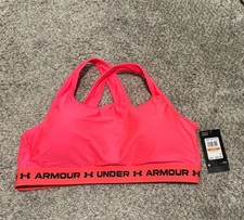 NWT Under Armour Womens Mid Crossback Sports Bra Medium Support Hot Pink Size 3X