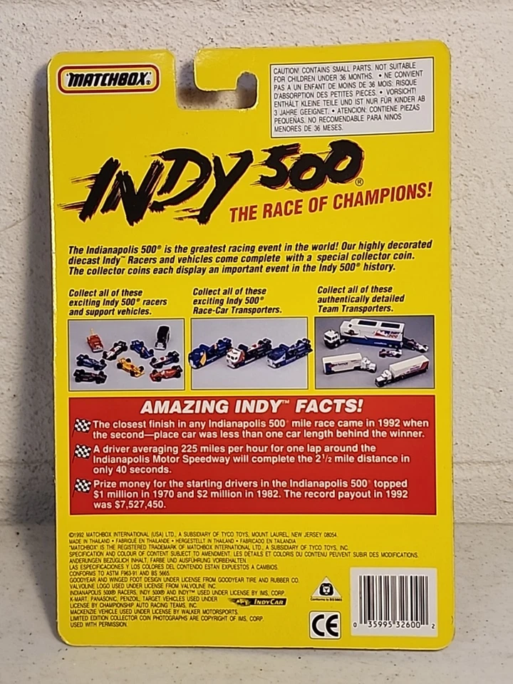 Vintage 1992 Matchbox Indy 500 Diecast - Image 3 of 3