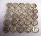 Roosevelt Dimes Silver 90% Mixed Dates/Mint Marks 1950's-60's Lot of 25