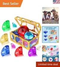 Vibrant Diving Gem Pool Toys Set - 10 Colorful Acrylic Diamonds Treasure Chest