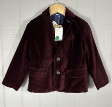 Mini BODEN Boys Velvet Blazer Size 3-4Y 104cm Velour Classic Burgundy Red Jacket