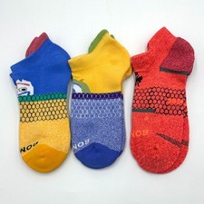 3 Pairs Women's Honeycomb Performance Ankle Socks BOMBAS Size Med 3 Colors Mix