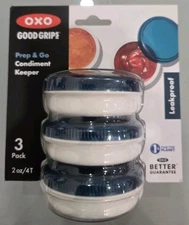 OXO Good Grips Prep & Go Leakproof Condiment Containers, 3 Count -Green Lids