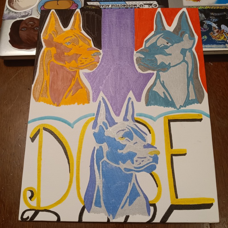 Abstract Doberman Painting, 8x10 Canvas 