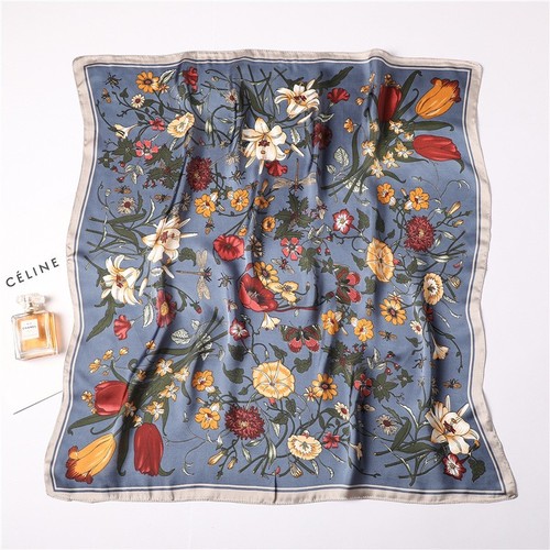 Square Satin Scarf Silk Feel Neckerchief Hair Neck Scarf Floral Bandanna 27"x27" - Picture 4 of 29