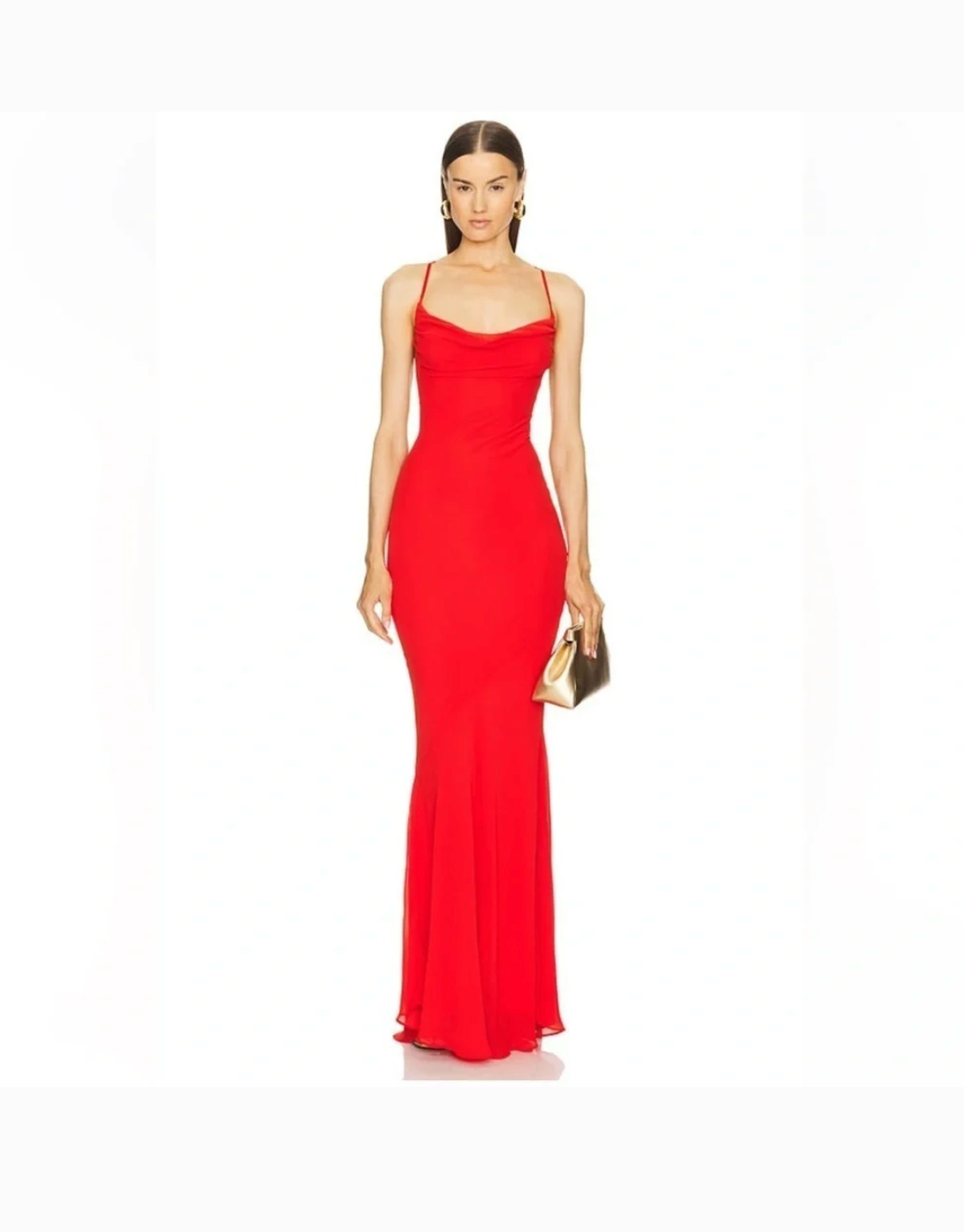 Michael Costello REVOLVE Chloe Gown Fiery Red lace back maxi dress NWT