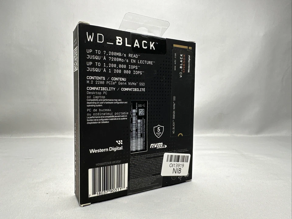 WD BLACK SN850X 8TB NVMe PCIe Gen4 M.2 2280 Internal SSD WDS800T2X0E - NEW! - Image 2 of 4