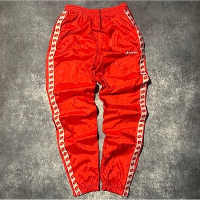 Vintage Lotto Italia Track Pants Mens Red White Logo Athletic Joggers Size L