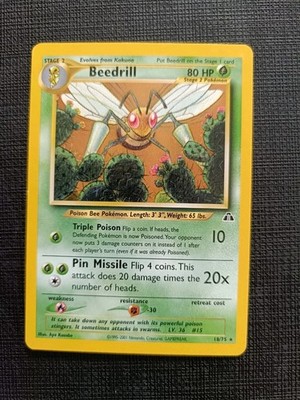 Pokemon - Beedrill Rare 18/75 - Neo Discovery - Eng - Vintage A16